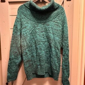 Westbound Teal Cowl Neck Sweater